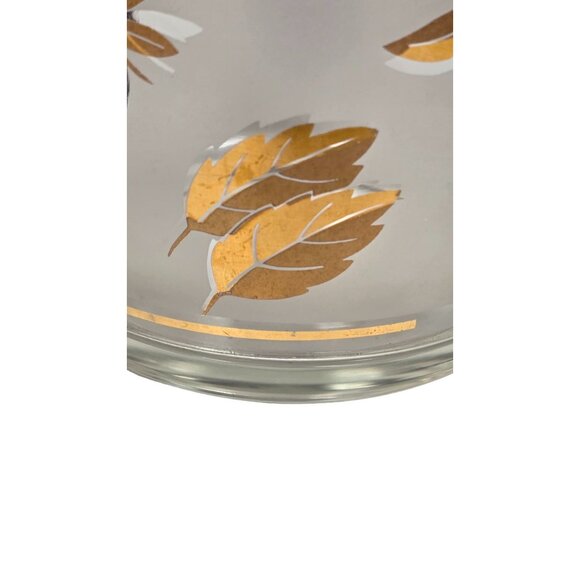 Libbey Golden Foliage 22K Gold Leaf Design Frosted Ice Bucket & Glasses - Picture 8 of 16